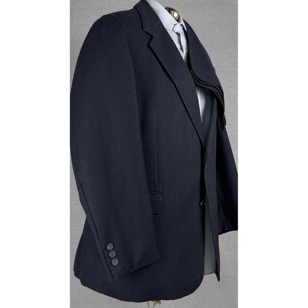 Vintage 70s JG Hook‎ Hecht's Navy Blue Pinstripe 2 Piece Suit 46R 37x28 Mens